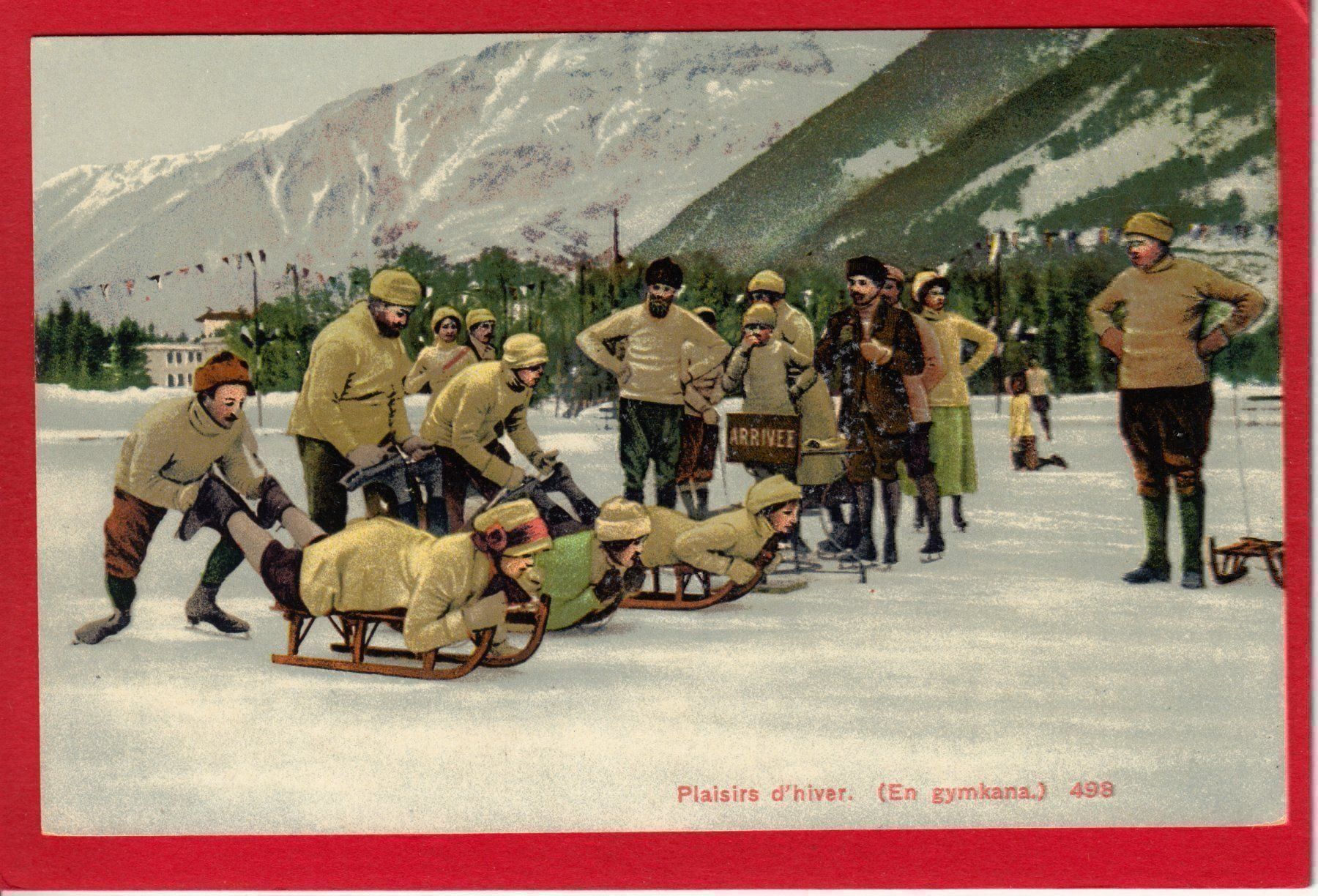Cartoline postali: 3 AK WINTERSPORT, SCHLITTENFAHRT, BOBRENNEN – Usato da Grüningen venduto da Kartenlaube