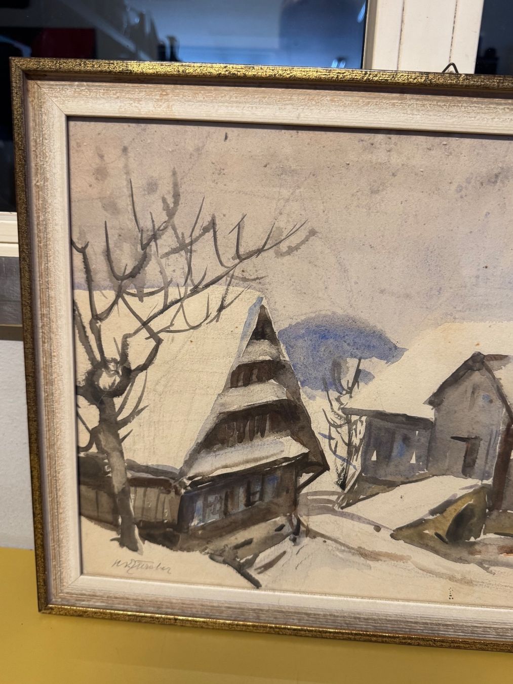 Gemälde: Aquarell Hand signiert Bild – Gebraucht aus Schlieren von Freundlich02 4