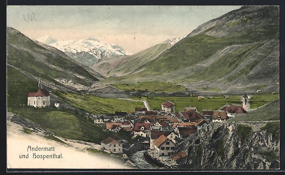 Ansichtskarten: Andermatt / Hospenthal, Ortsansicht mit  – Gebraucht aus Berlin von bartko-reher