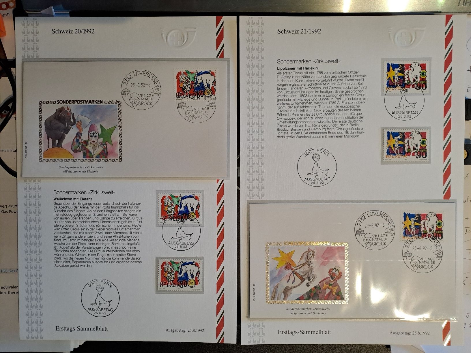 Alle Briefmarken: Sondermarken Zirkuswelt 1992 – Neu (gemäss Beschreibung) aus Fischbach-Göslikon von Totsch