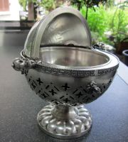 Rollkuppel Kaviarkühler versilbert Redfield&Rice NY, 1863-72