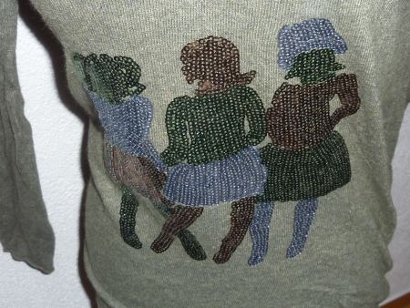 pull kaki avec perles de sequins taille M pour femme