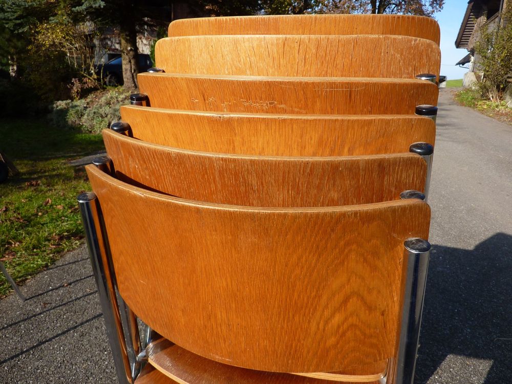 6 Stühle Holzstühle Stapelstühle Seminarstühle stapelbar 10