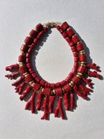 NEW! Halskette & Armband Set, "Koralle", Gold, Modeschmuck