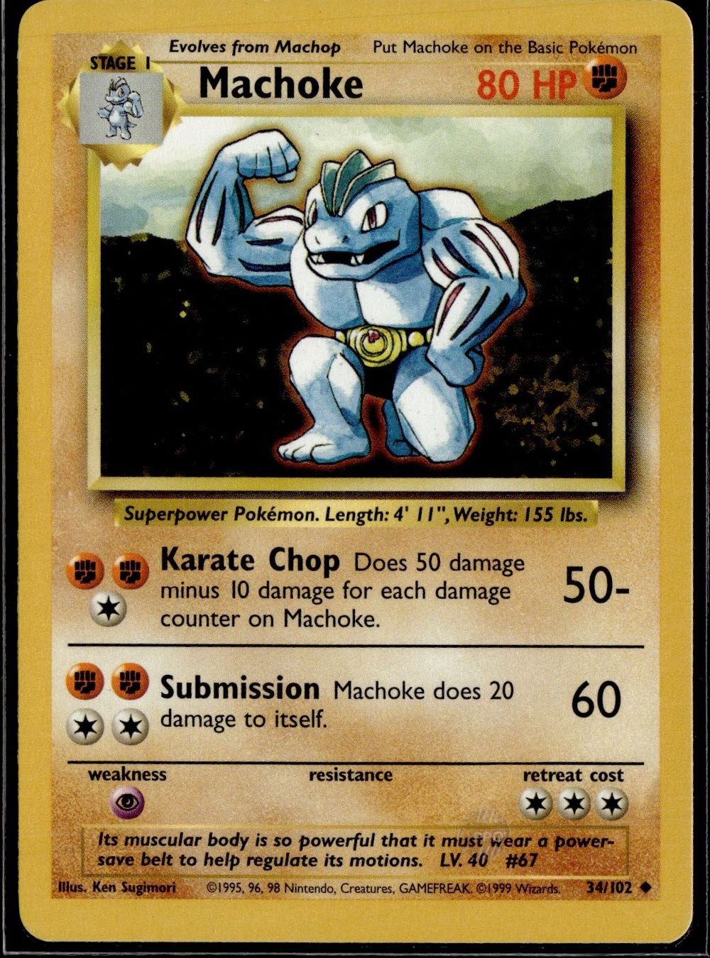 Pokémon Carte collezionabili: Machoke Base Set 34/102 Pokémon 1999 – Usato da Zürich venduto da pokemon_cards