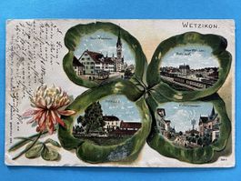 Alte Ansichtskarte Wetzikon, Glücksklee, 1905