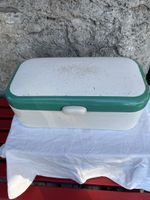 Vintage Brotdose, Metall, Weiss/Grün - Landhausstil 🍞🧺