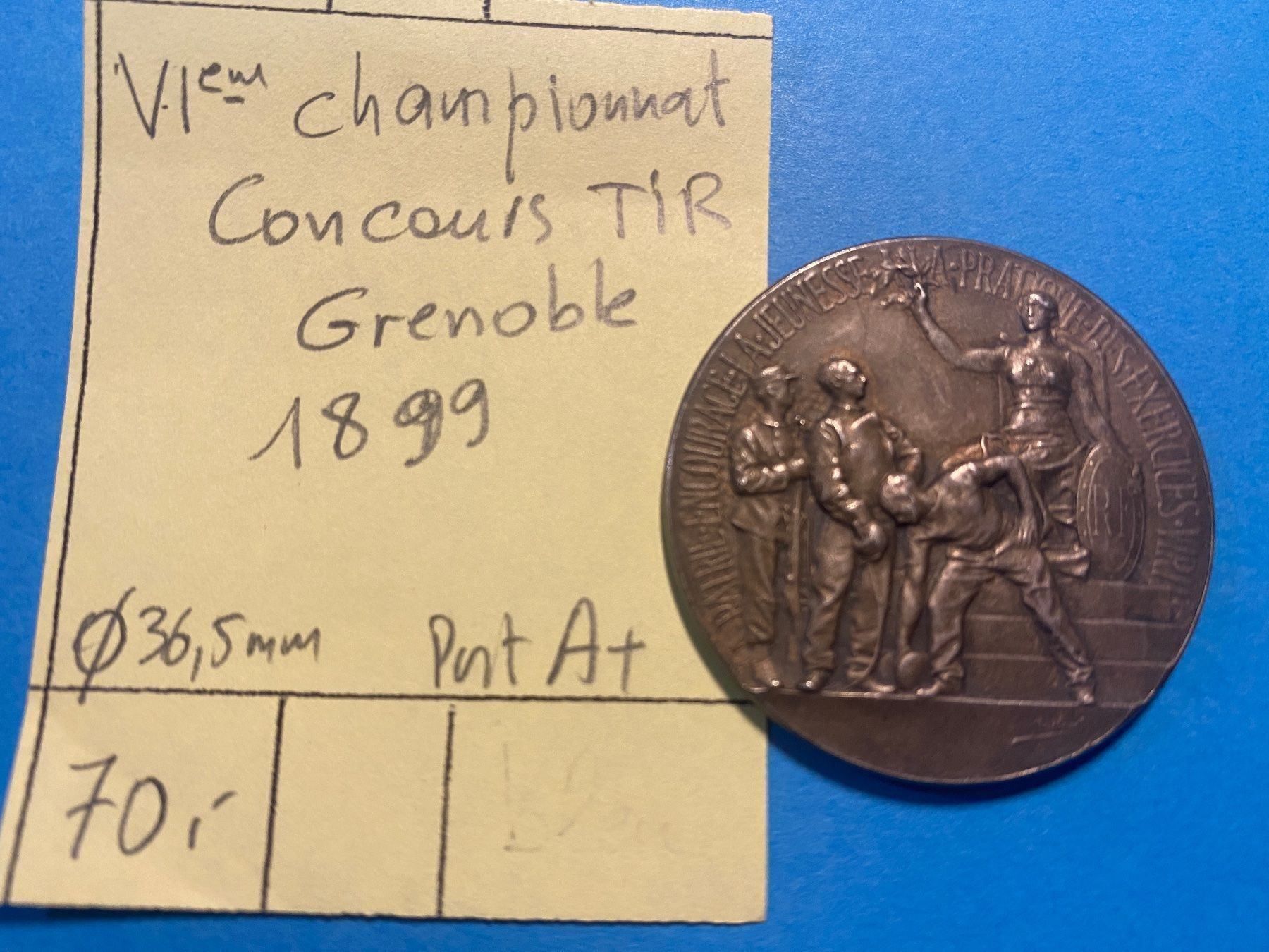 Médailles: CONCOURS DE TIR GRENOBLE 1899 - – D'occasion à genève par GEnumist