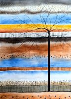 Original Aquarell kahler Baum modern