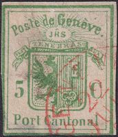 1849, 07 (Ganzsachen-Ausschnitt) rarer Orts-O, Kat:10'000.-+