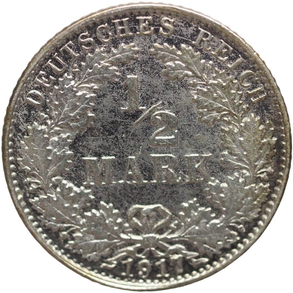Tutti le monete: Deutschen Reich  1/2 Silber Mark 1917 G – Usato da Liestal venduto da fibonaccis