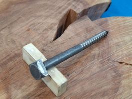 1 antike 4-Kant Holz Schraube, Ø 0.9cm x 12cm (LOT3511#NSH6)