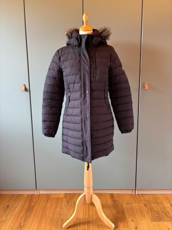 Wintermantel Damen schwarz mit Kapuze