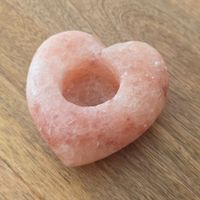 Salzkristall Teelichthalter Herzform rosa