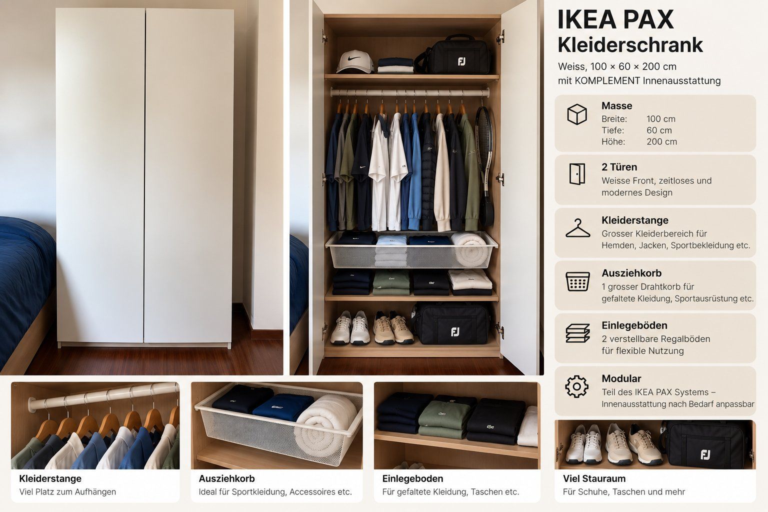 IKEA Pax Schrank 3 x 1m (Gebraucht) in Oberrohrdorf für CHF 114 – nur Abholung auf Ricardo kaufen