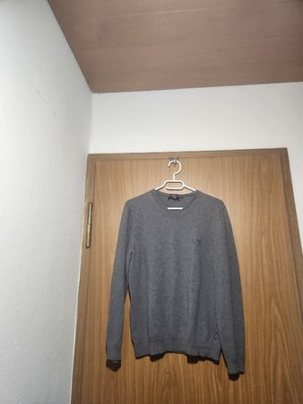 Pull Homme BOSS Gris Regular Fit Extrafine Merino T.M V-neck