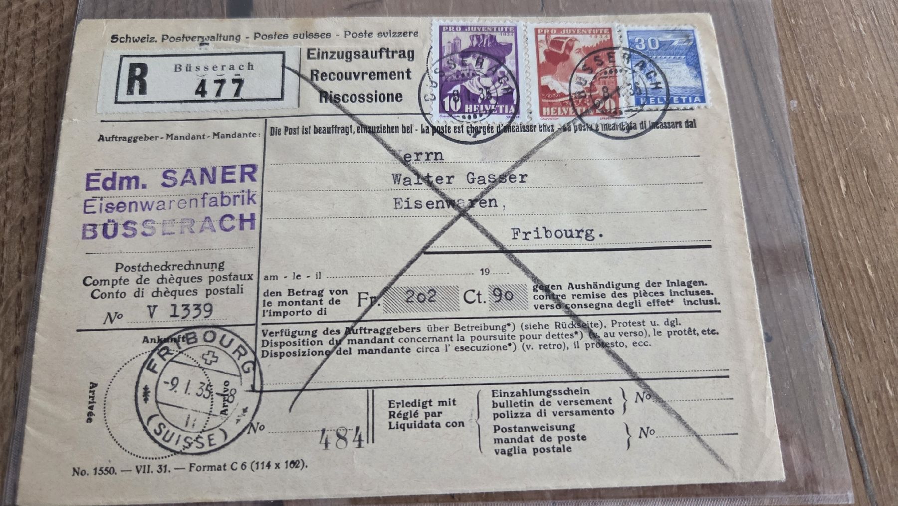 Tutti i francobolli: 1935 Einzugsautrag Misch Frankatur – Usato da Arni AG venduto da Moth68