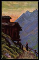 Künstler-AK Zermatt, Vieux Zermatt et Mischabel