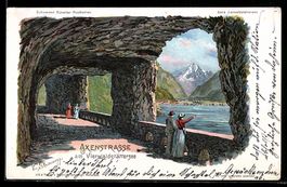 Lithographie Axenstrasse am Vierwaldstättersee, Axenstrasse 