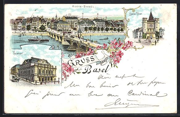 Ansichtskarten: Litho Basel, Klein-Basel mit Brücke, Th – Gebraucht aus Berlin von bartko-reher