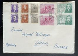 Brasilien 1956 Einschreibebrief nach Glarus Schweiz 10 Marke