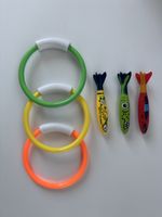 Tauchspiel mit 3 Tauchfischen und 3 Wurfringen für Kinder