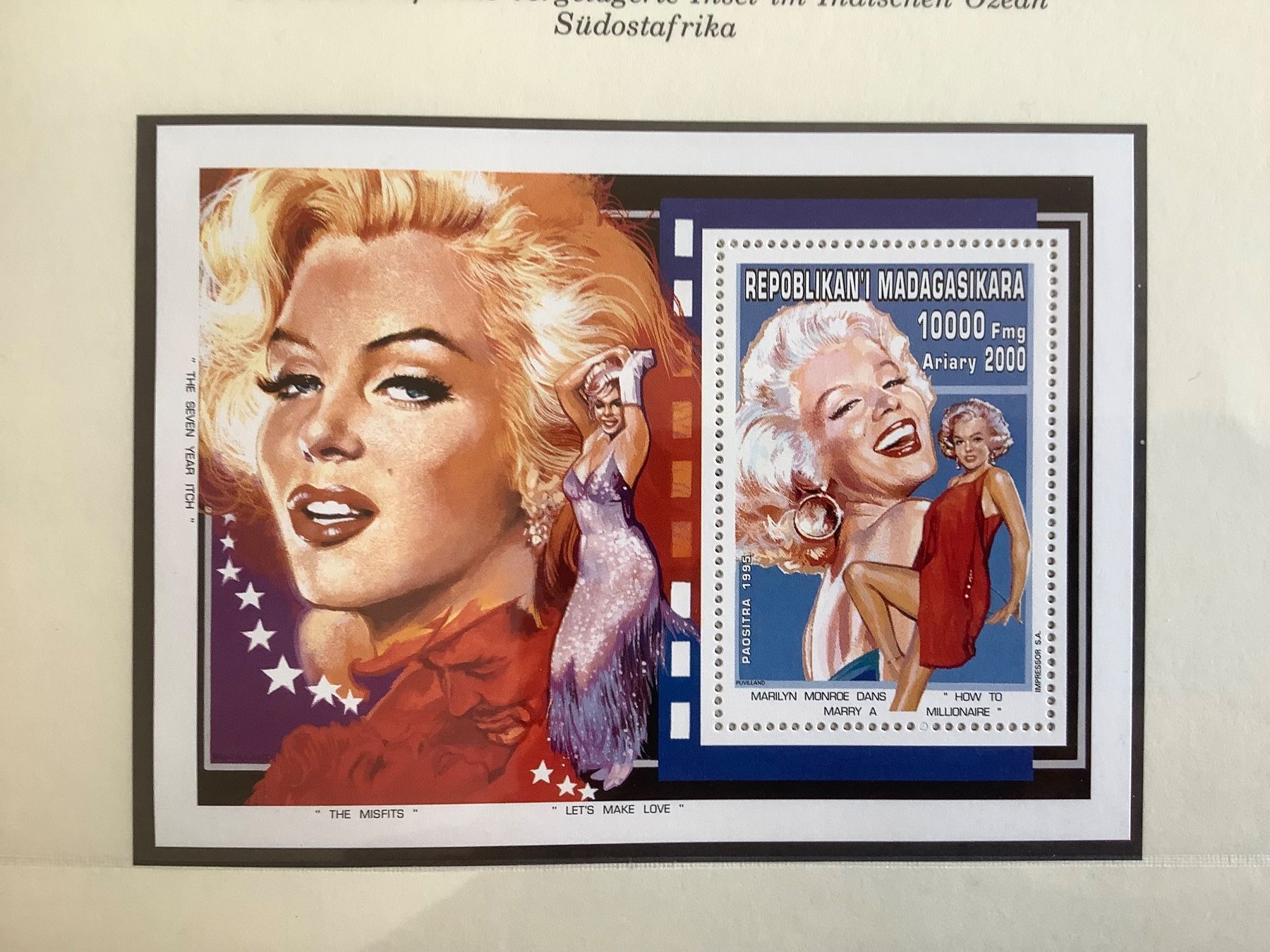 Tutti i francobolli: 1995  - Madagaskar Marilyn Monroe -  Block ** – Nuovo (secondo la descrizione) da Liestal venduto da Skunk02