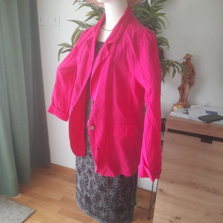 Damen Blazer Zabaione Fantasia Pink Grösse XXL LeinenMix