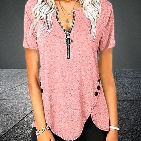 🩷 Lässig-chic: Langärmliges T-Shirt mit Zipper 🩷💫