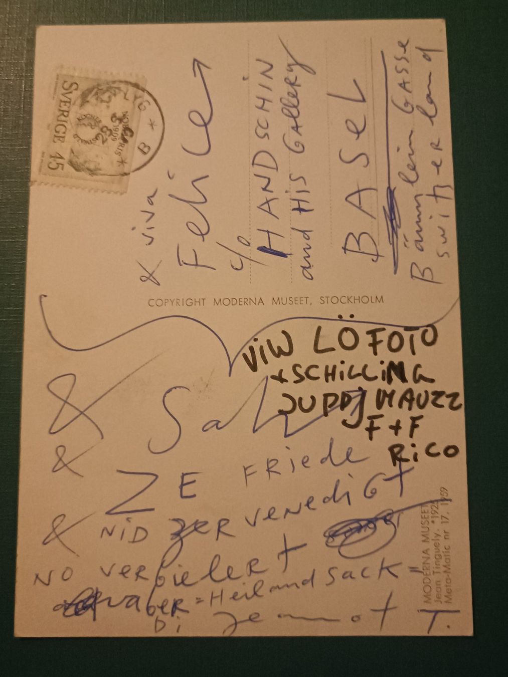 Autografi: Jean Tinguely - Kunst -  handsignierte Kunstkarte – Usato da Menziken venduto da Artographs