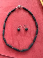 Feine lavastein Kette mit Ohrring 925 silber
