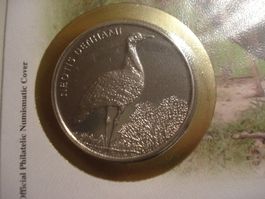 Schöne Tiermedaille "Denhamtrappe, Vogel" 2014, WWF, Togo