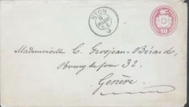 Briefumschlag mit Stempel und Adresse, gebraucht