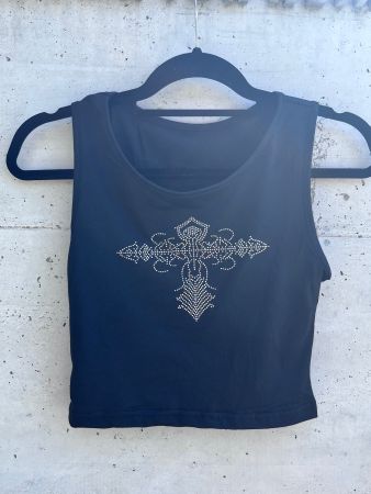 süsses top in schwarz, vintage style, glitzer muster