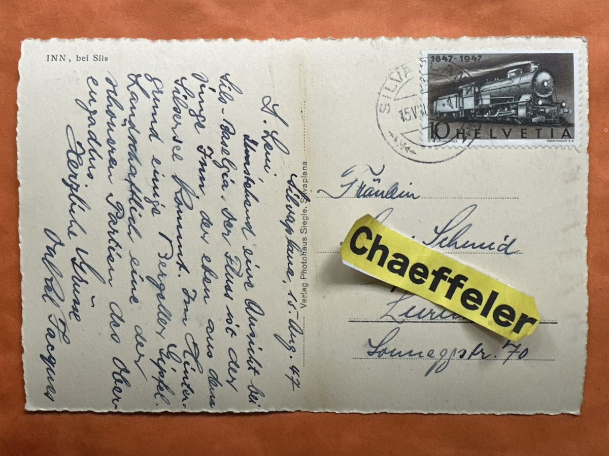 Cartoline postali: Alte Ansichtskarte 1947 Inn, bel SilS. – Usato da Zürich venduto da Chaeffeler 1