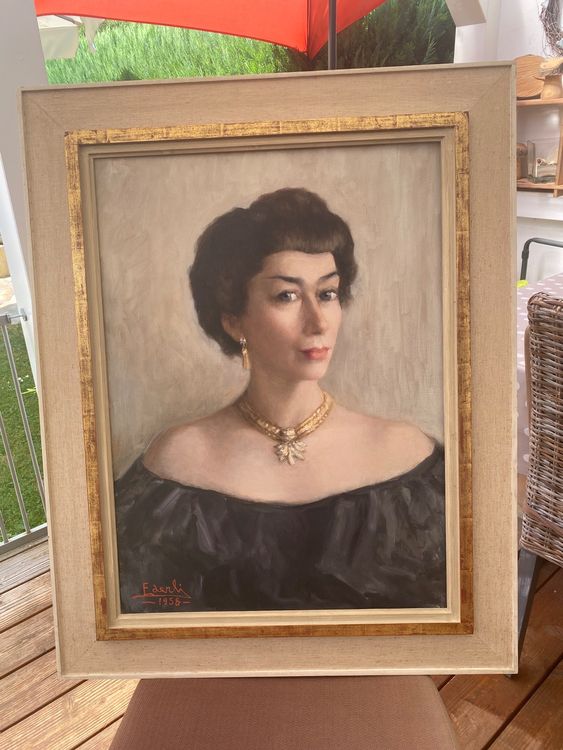 Edles Ölgemälde Damenportrait, Queen Elizabeth?, Ederli 1958 (Gebraucht ...