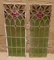 2 antike Glasscheiben Jugendstil