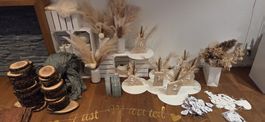 Hochzeitsdeko Tischdeko Stein & Holz im Boho-Stil