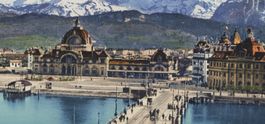 AK Luzern Seebrücke und Bahnhof - 19.06.1921