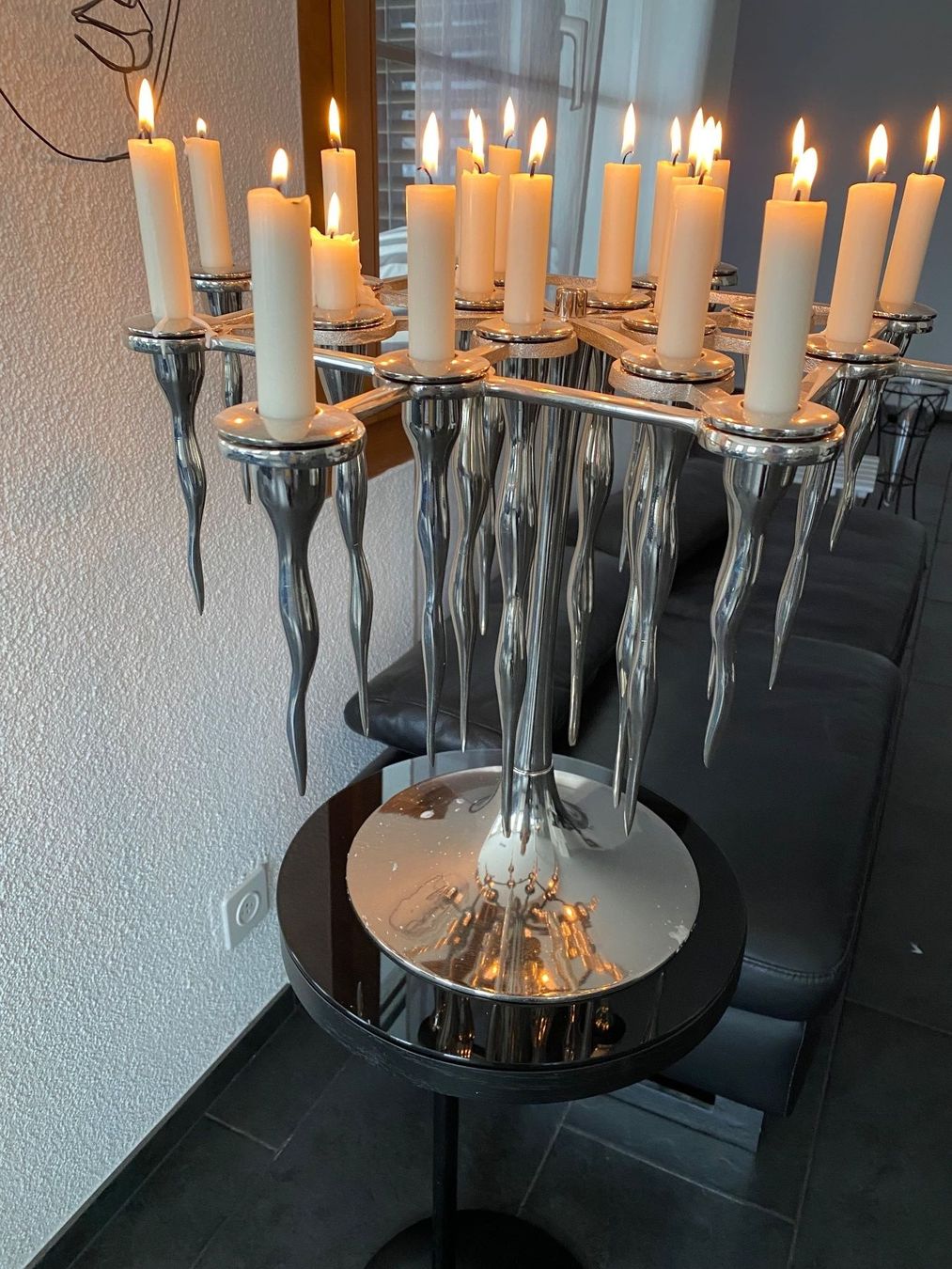 Kerzenständer: Designer Kerzenständer 20 Arme Chromstahl – Neu (gemäss Beschreibung) aus Goldau von Rjn 4