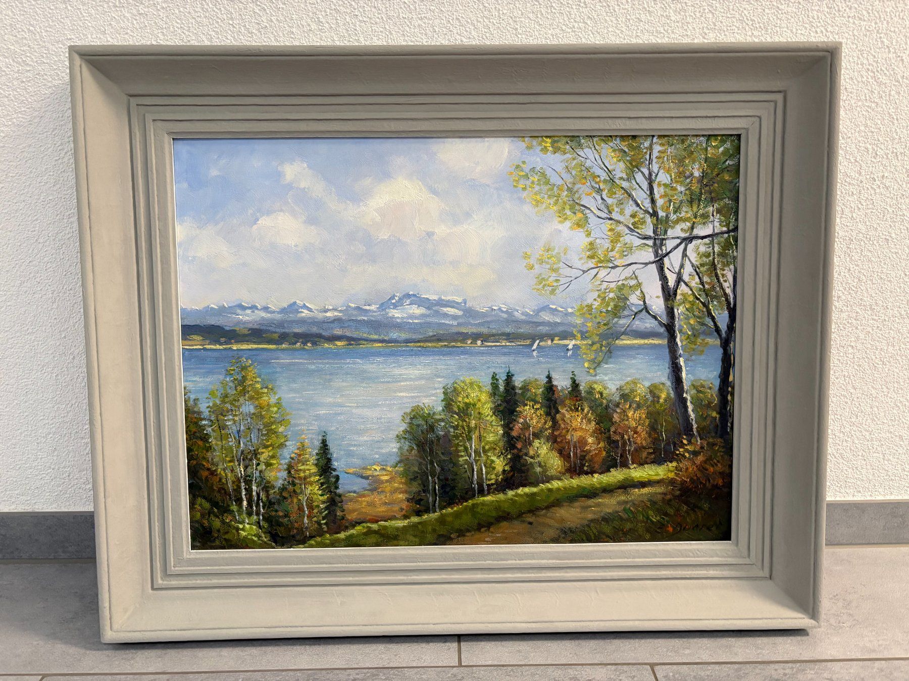 Dipinti: 74cmbreitx59cmhoch/E. Ducret/ Ölgemälde, Herbst am See – Usato da Ottenbach venduto da TimelessEmotions. 1