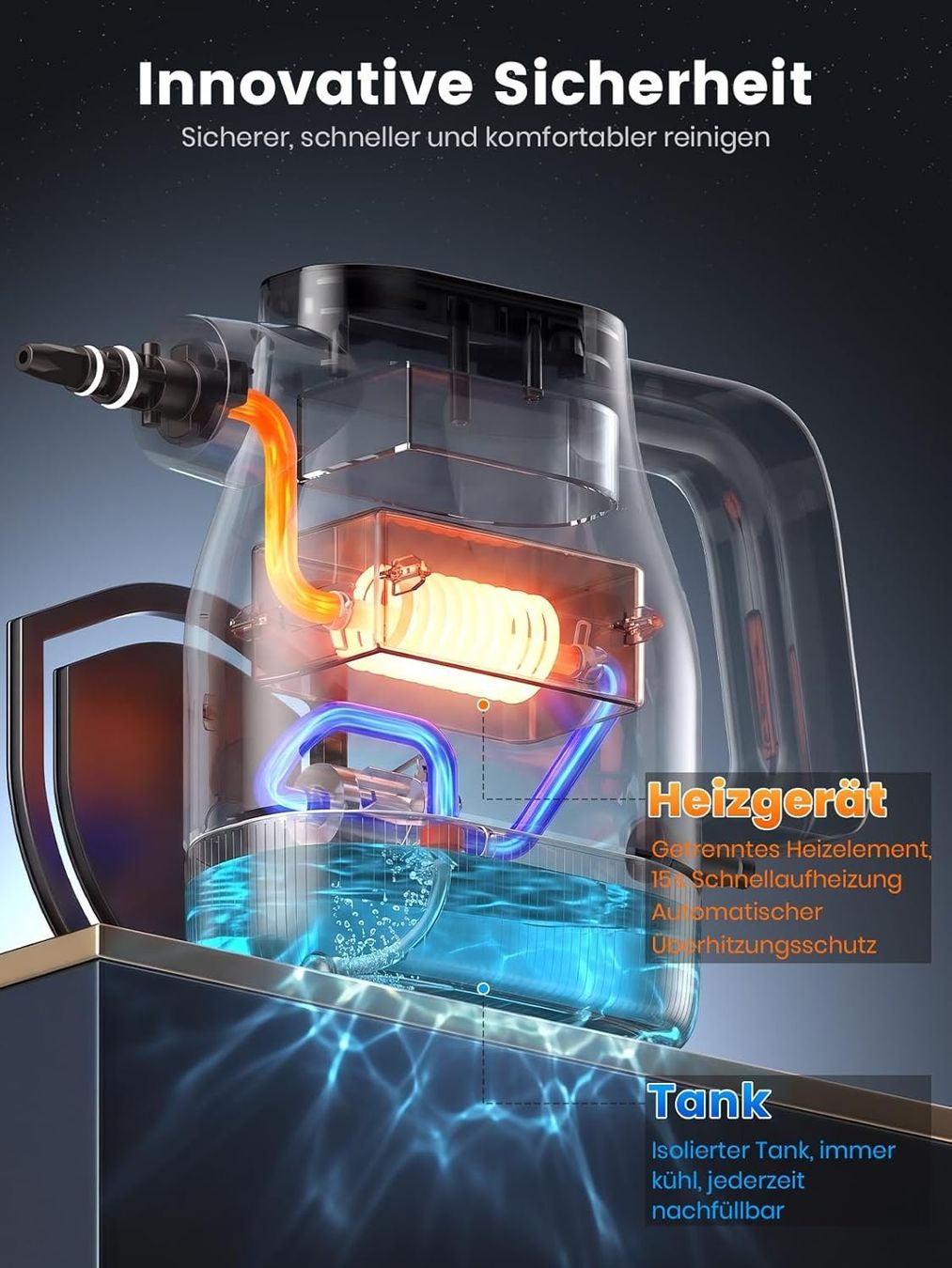 Nettoyeurs à vapeur: Dampfreiniger 10 Sek Aufheizzeit Smart-Touchscreen Weiss – Neuf avec emballage d'origine à Neuhausen am Rheinfall par HugoVerkauft 5