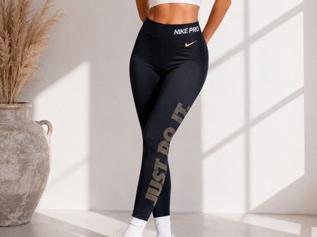 Nike Pro Damen Tights Gr. M Schwarz Gold Just Do It