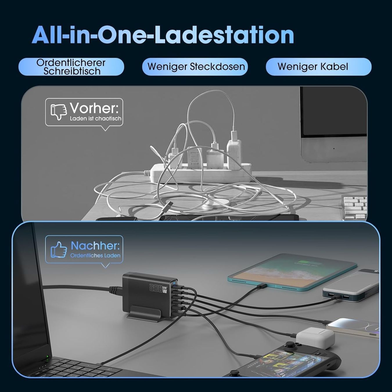 Caricabatterie: 200W USB C Ladegerät  ladegeräte für tragbare computer – Nuovo (secondo la descrizione) da Thun venduto da nuonuo 1