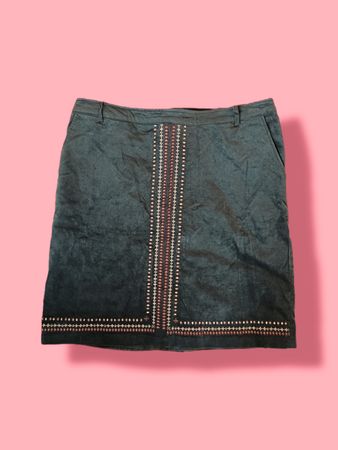 Anne Weyburn Rock, Grösse 48, Khaki mit Stickerei