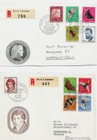 PRO JUVENTUTE SATZ 1953 + 1955 SCHMETTERLINGE etc 2 ES-FDC