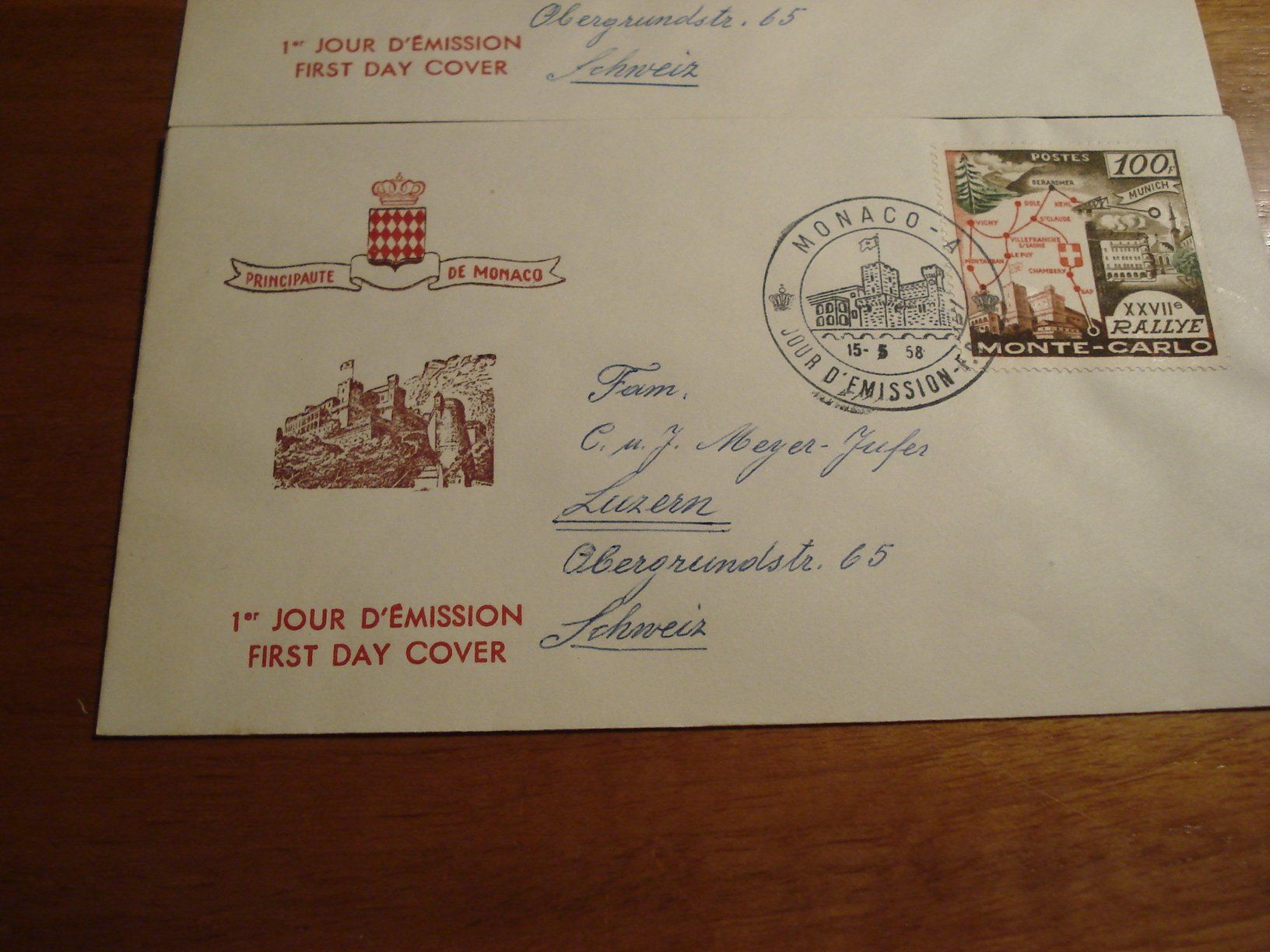Tous les timbres: Monaco, 2 alte FDC 1958, gelaufen – D'occasion à Niederwil AG par morostahu 2