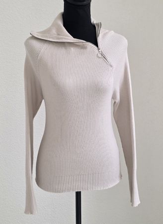 Stradivarius Ripppullover beige Reissverschluss Grösse L