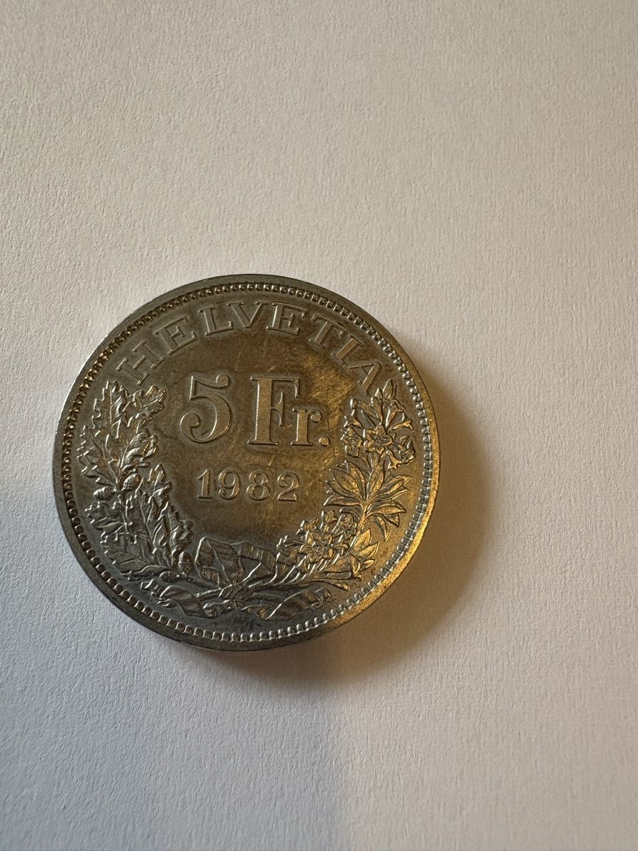 Alle Münzen: 5.fr 1982 helvetia – Gebraucht aus Murten von Tzaugg 1
