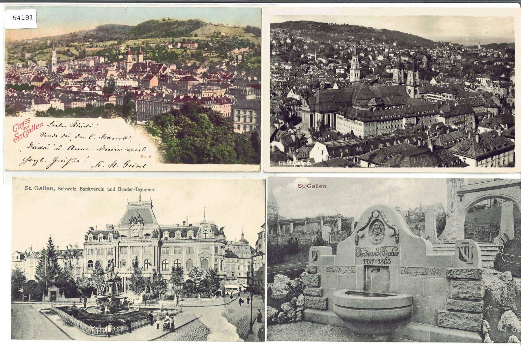 Cartoline postali: 4 AK - St. Gallen – Usato da Ettingen venduto da Kartenplanet